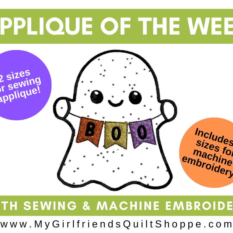 BOO Ghost Applique: Sewing AND Machine Embroidery! (Download)