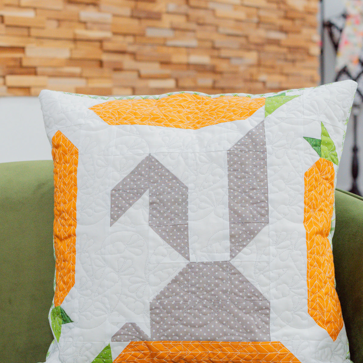 Rabbit and Carrot Pillow 18" x 18"