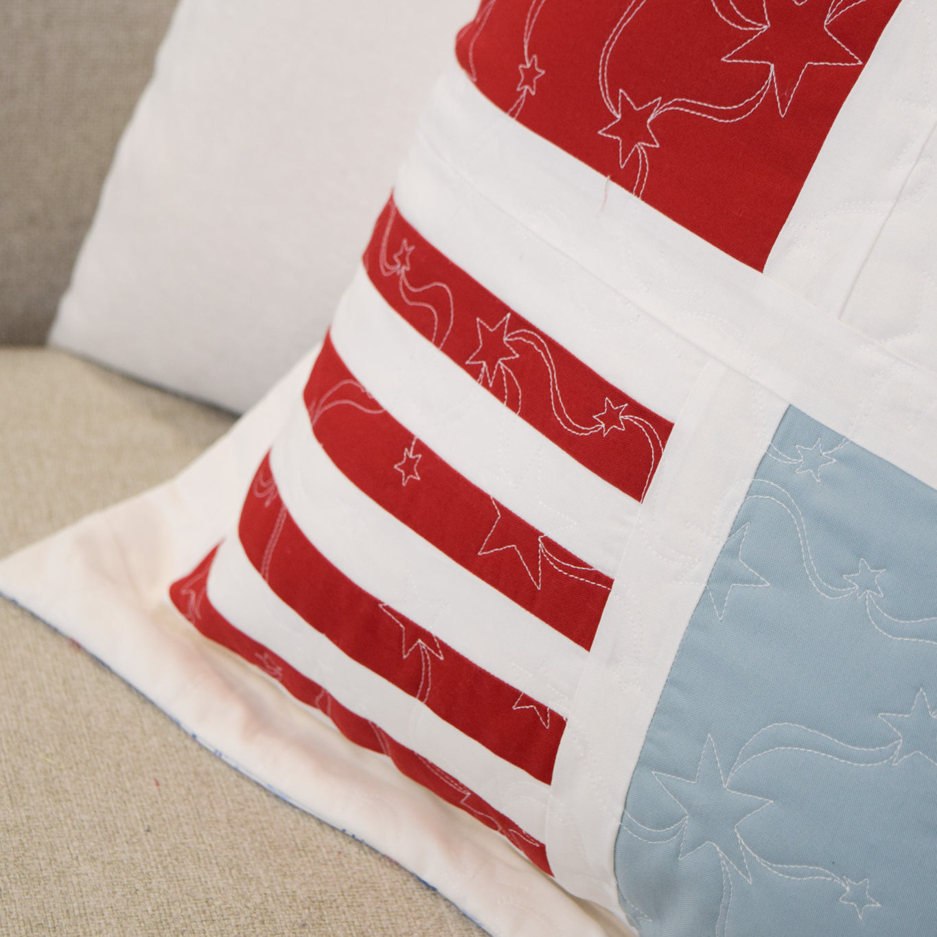 Patriotic Porch Pillow Stripes