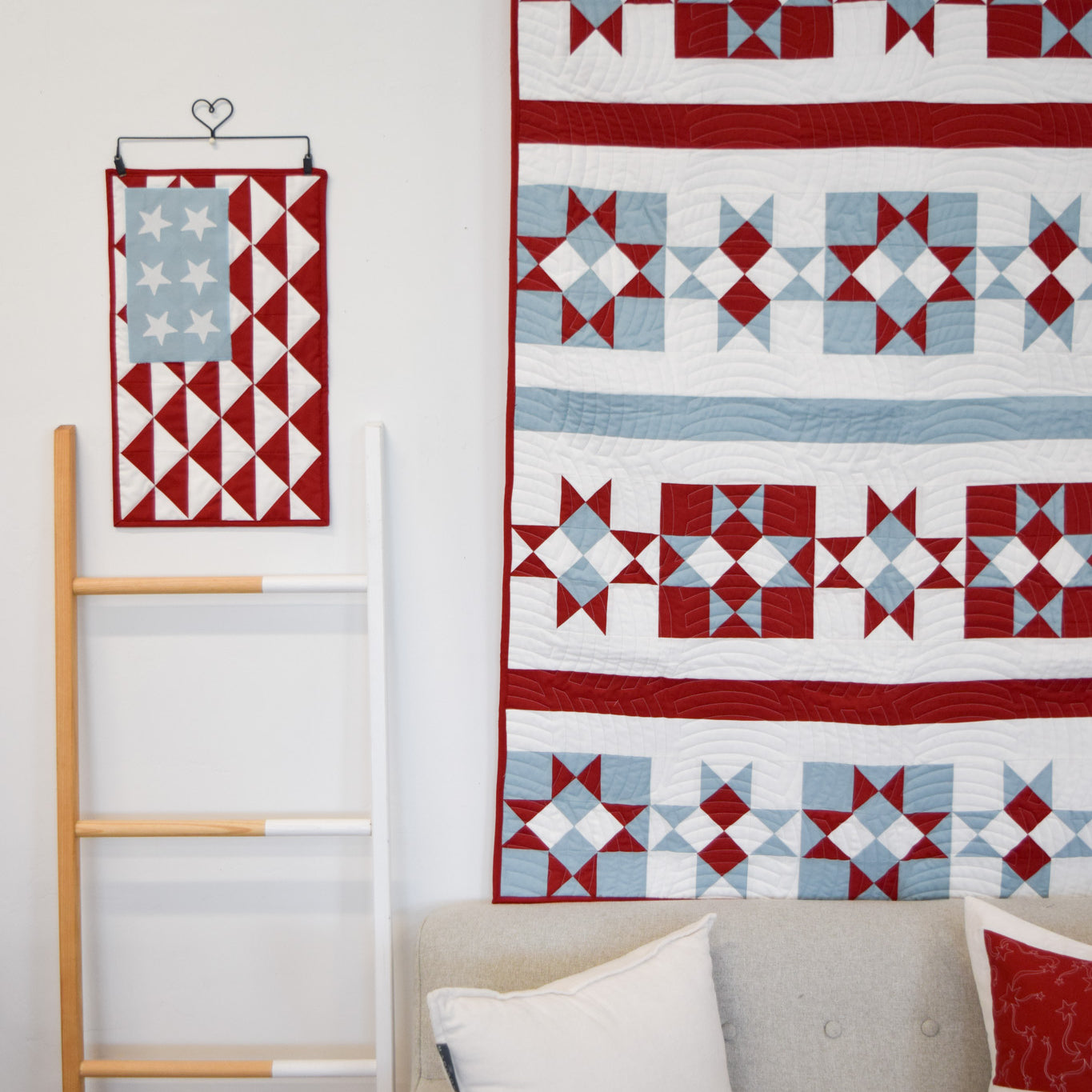 Patriotic Stars Quilt Kit With Patriotic Pennant Kit