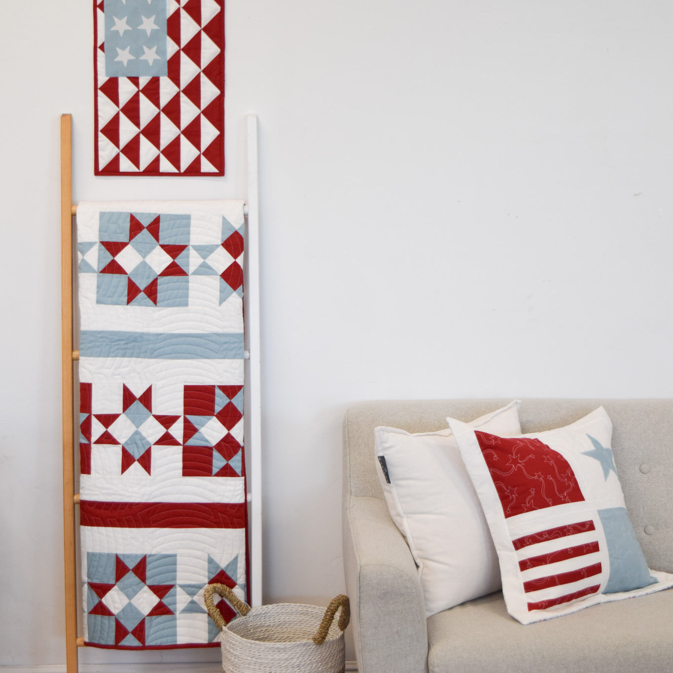 Patriotic Pennant with Patriotic Pillow and Patriotic Quilt