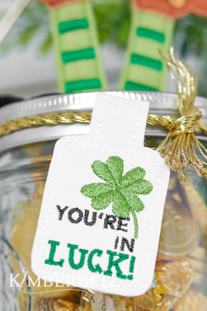 Kimberbell Embroidery Club - February 2024: Pot O' Gold Jar Topper & Gift Tag
