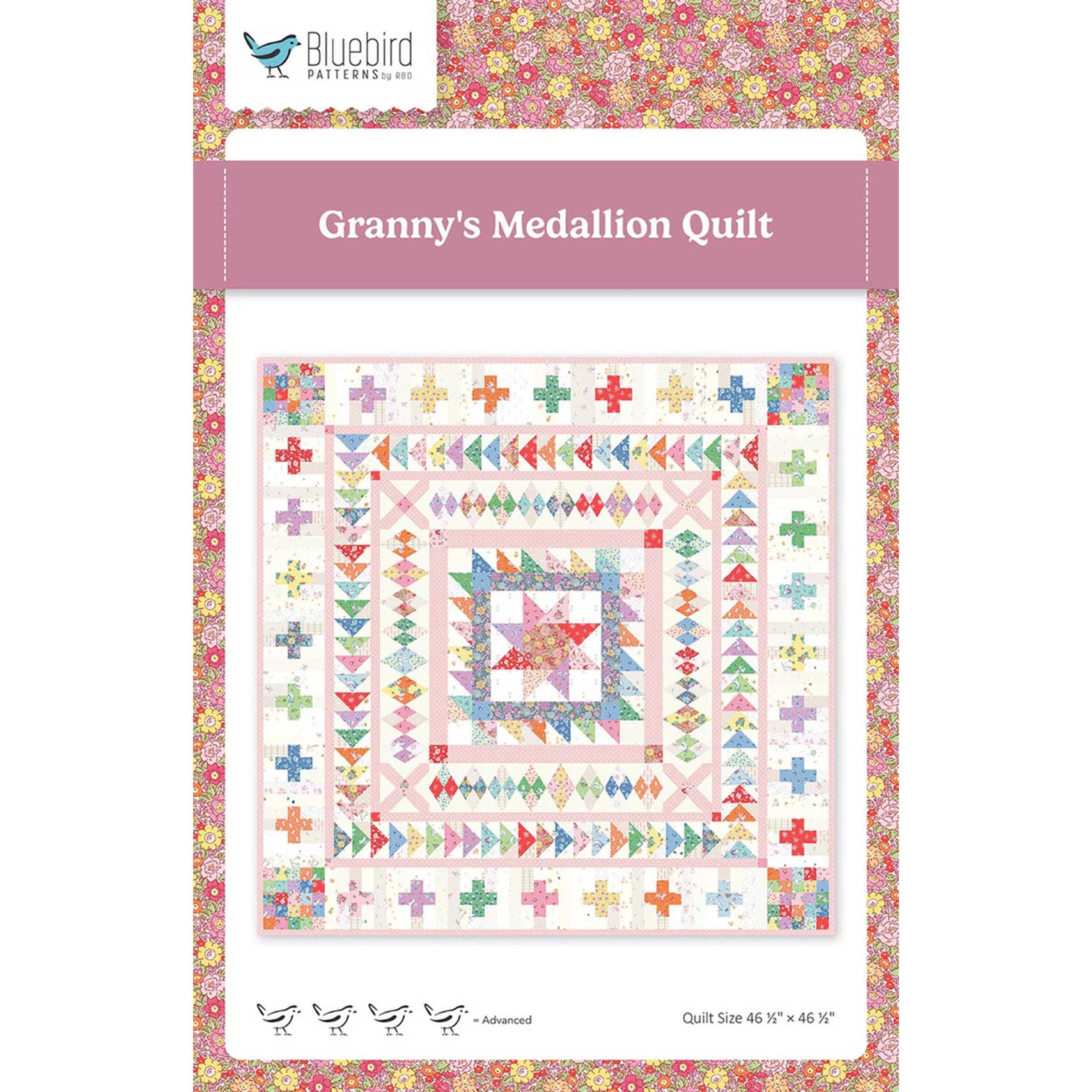 Granny's Medallion quilt pattern packaging with colorful quilt design on a white background