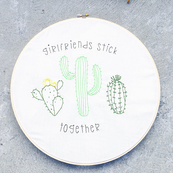 Girlfriends Stick Together Hand Embroidery