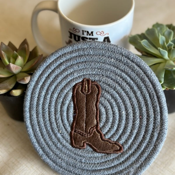Howdy Rope Coaster Machine Embroidery Designs Boot
