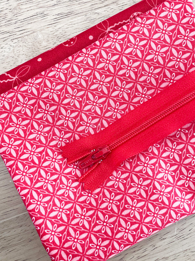 Red zipper pouch kit