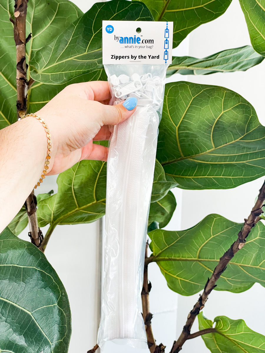 By Annie Zipper By the Yard, White My Girlfriend's Quilt Shoppe