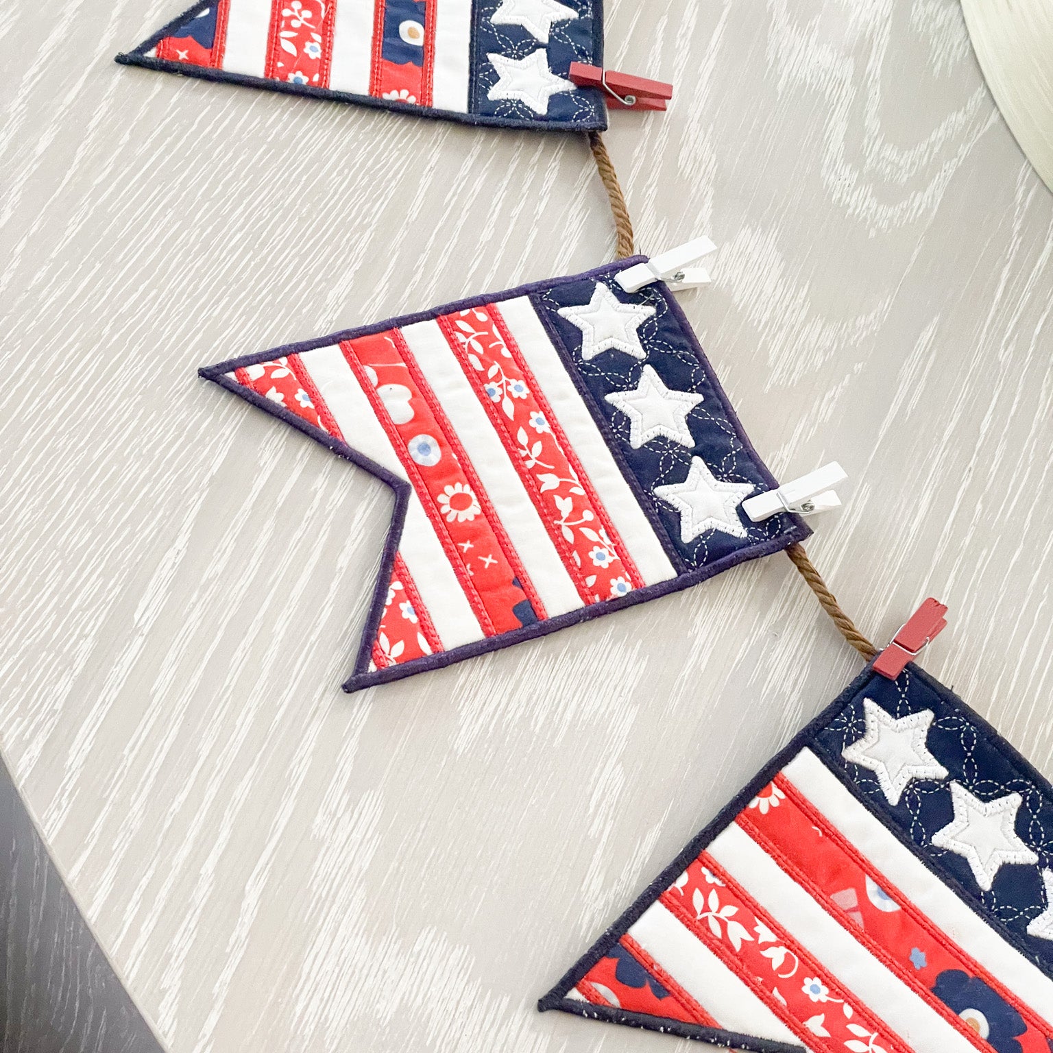 Liberty Flag Banner- Sewing and Machine Embroidery (Downloadable Pattern)