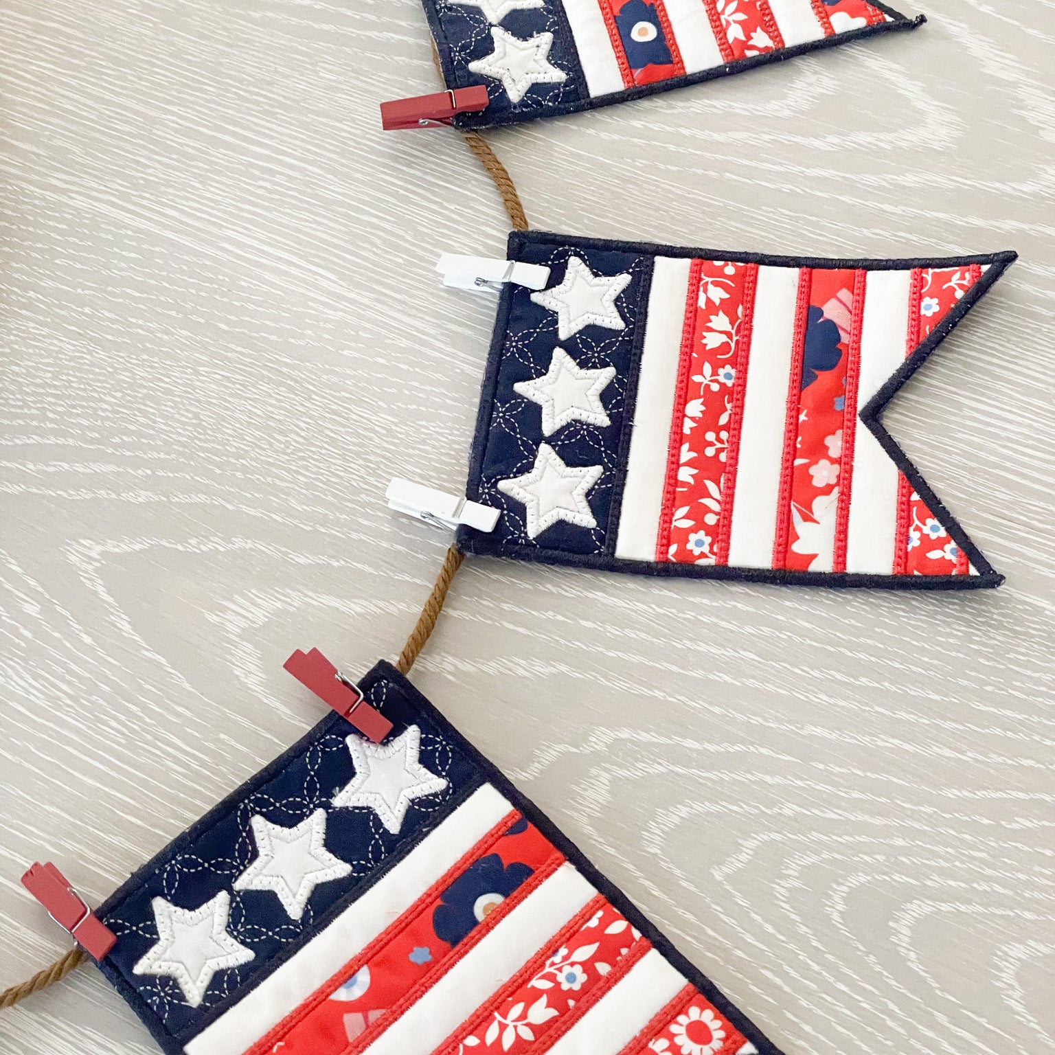 Liberty Flag Banner- Sewing and Machine Embroidery (Downloadable Pattern)