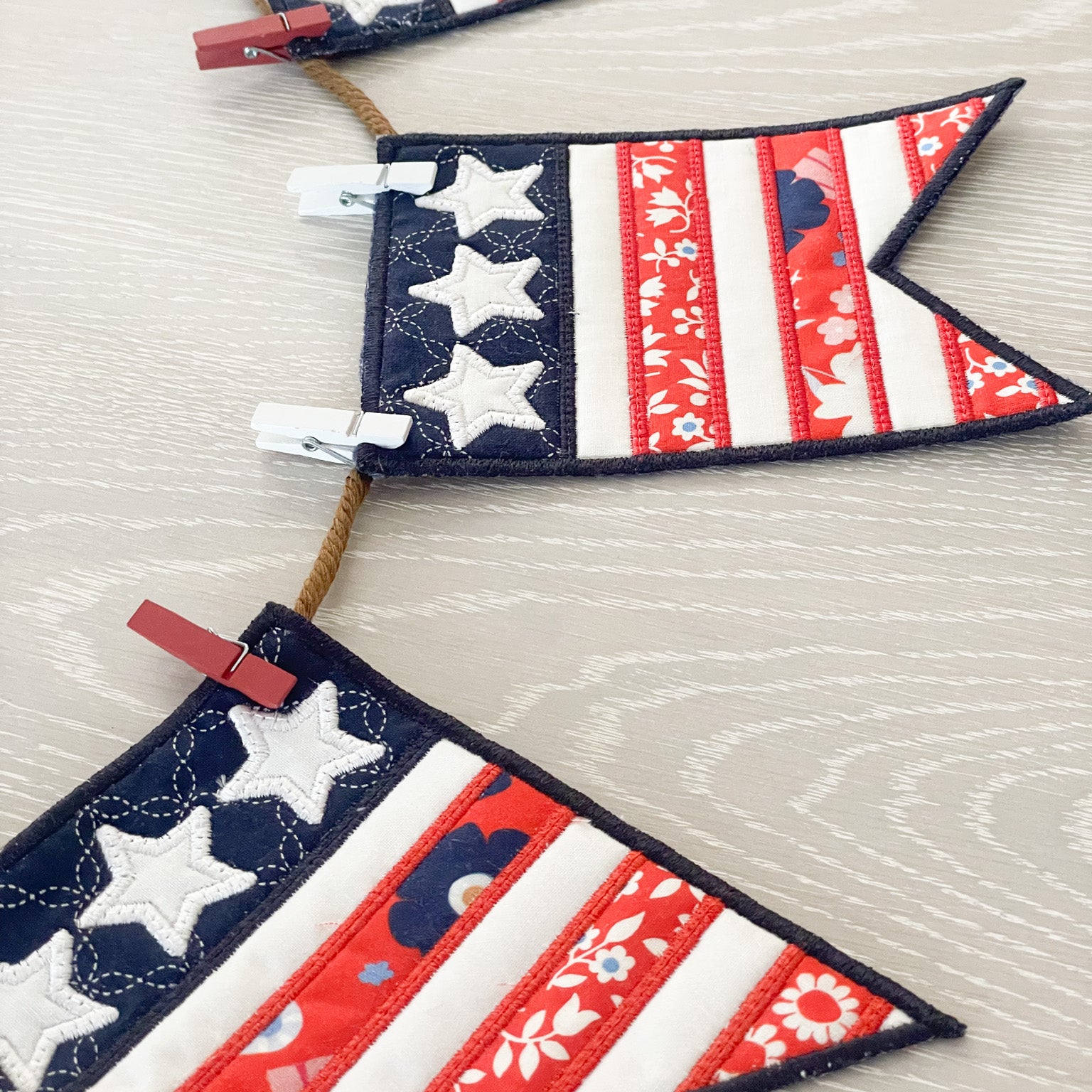 Liberty Flag Banner- Sewing and Machine Embroidery (Downloadable Pattern)