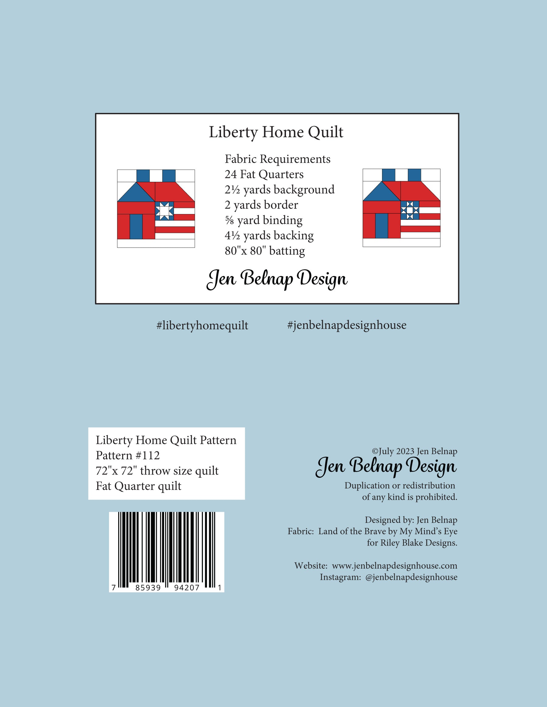 Pre-order Liberty Home Pattern Back
