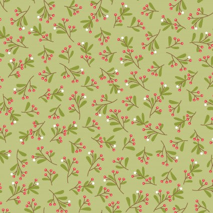 Maywood Cup of Cheer Green Fabric with Mistletoe