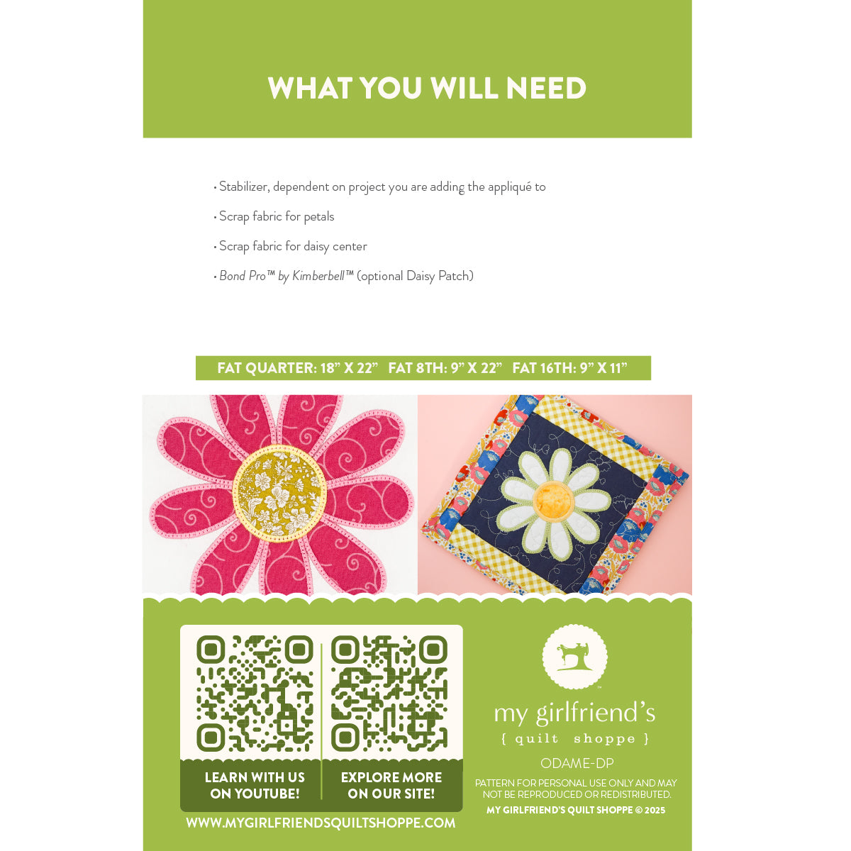 Oopsie-Daisy Appliqué: Embroidery Version (Downloadable Pattern) Back