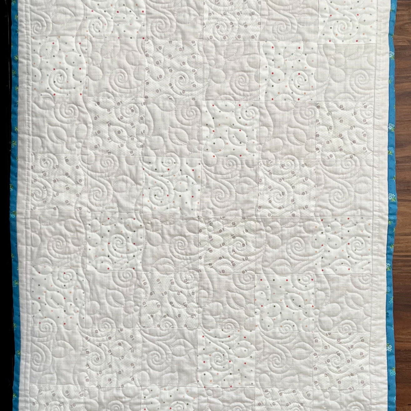 Full table runner with trees and homes from a downloadable pattern