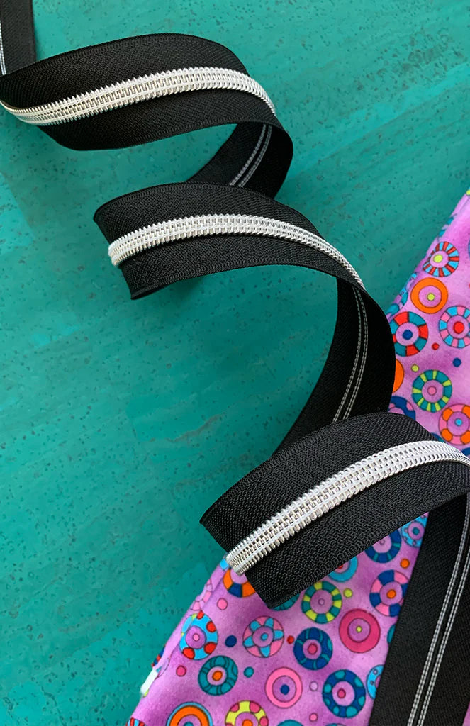 Zipper Tape- Black with Nickel