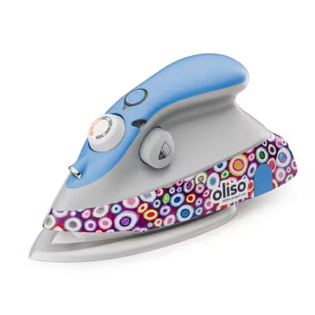 Colorful iron with a patterned handle on a white background