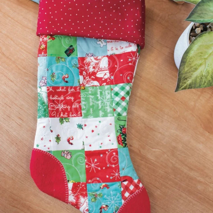 Patchwork Christmas Stocking-Jingle Bells