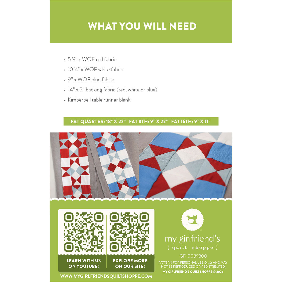 Patriotic Table Runner (Downloadable Pattern) Back