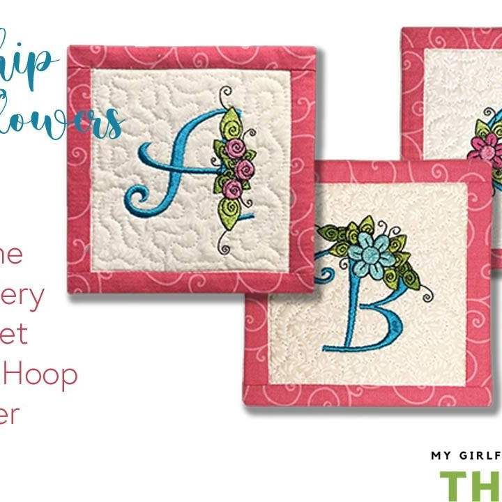 Friendship and Flowers Alphabet Coasters Machine Embroidery Downloadable file