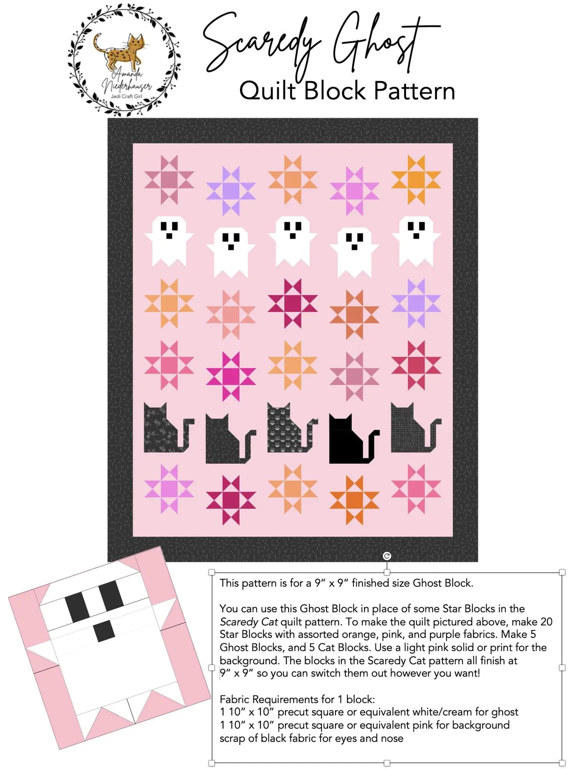 Scaredy Cat Quilt Pattern + Scardey Ghost