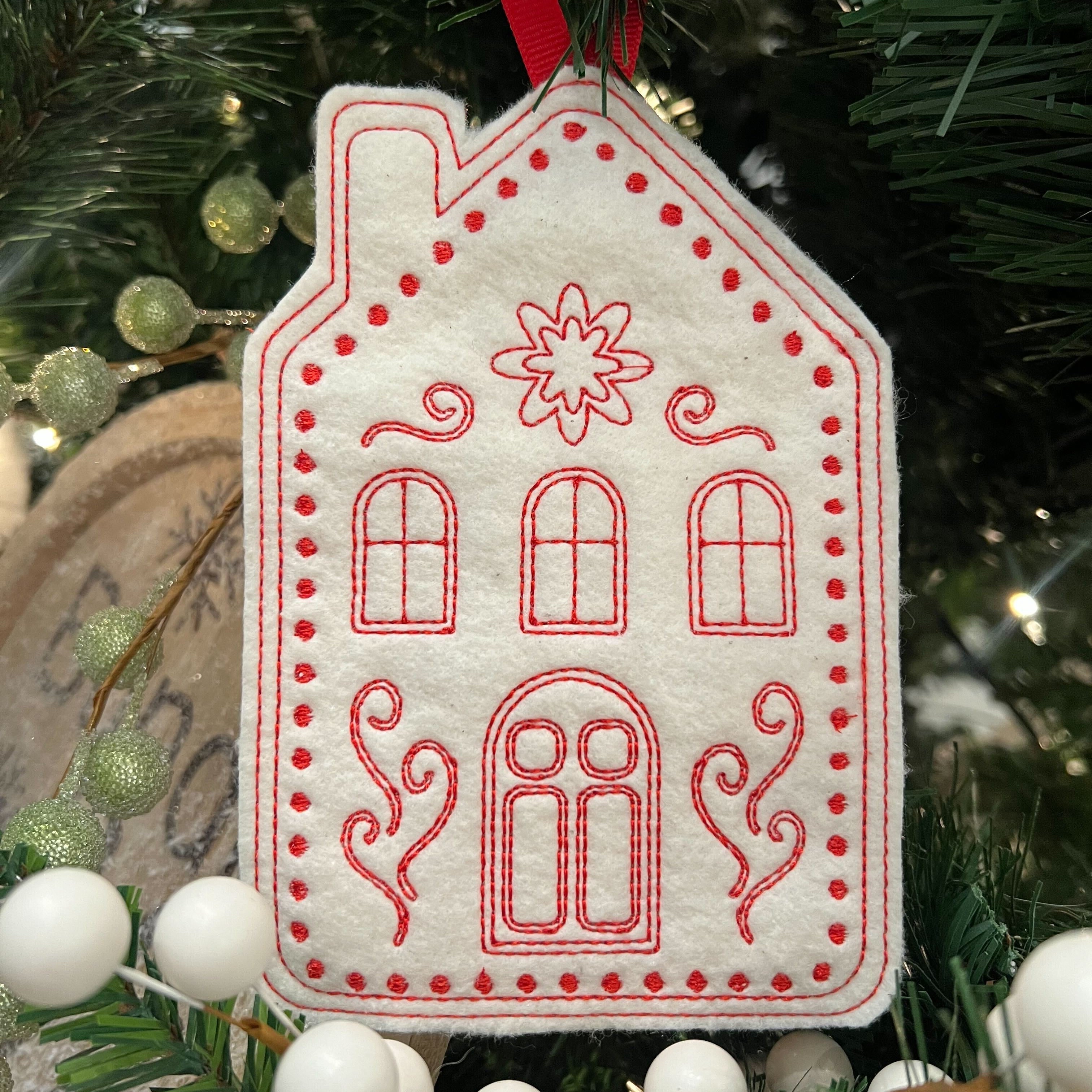 Heart and Home Ornament Machine Embroidery