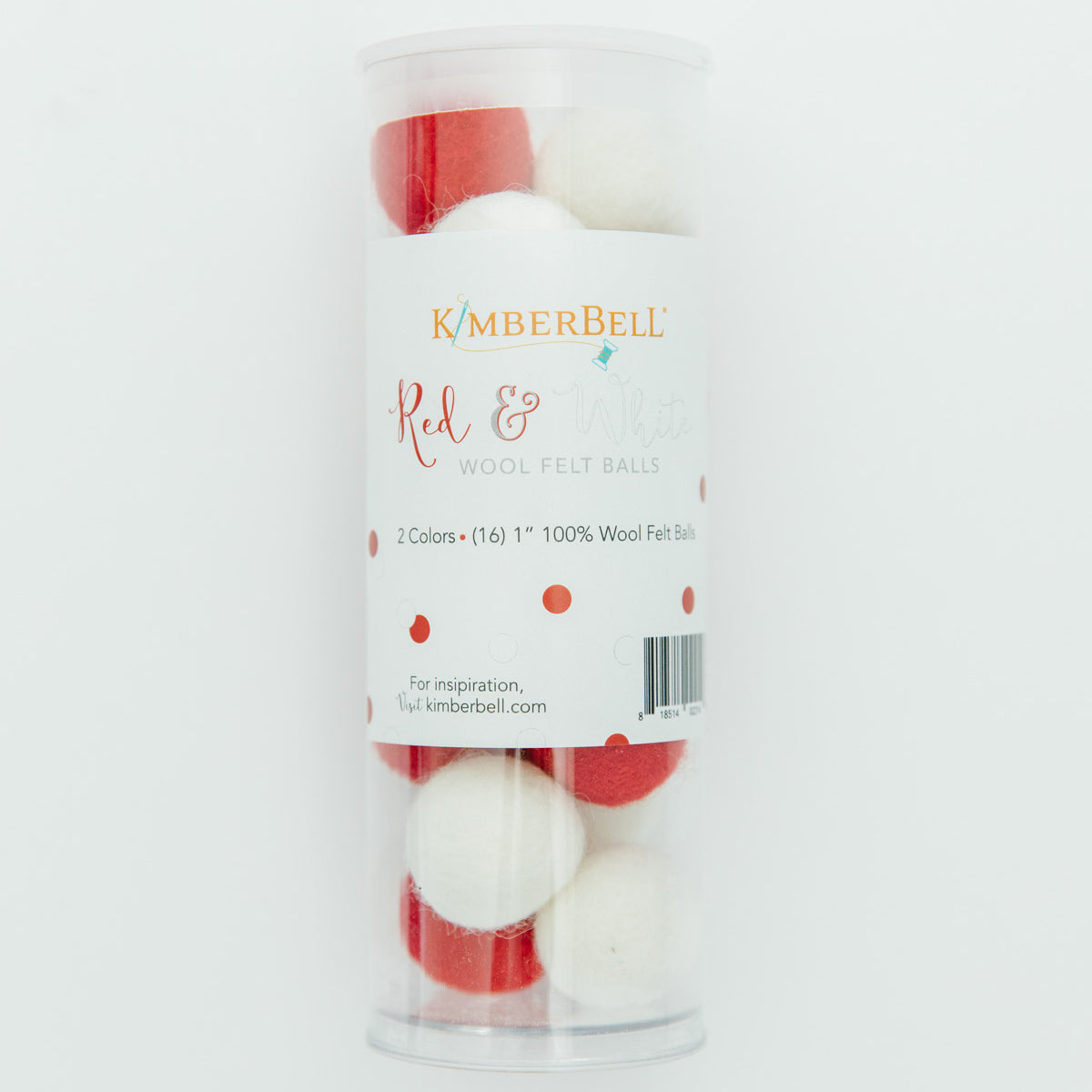 Kimberbell Wool Felt Balls, Red and White