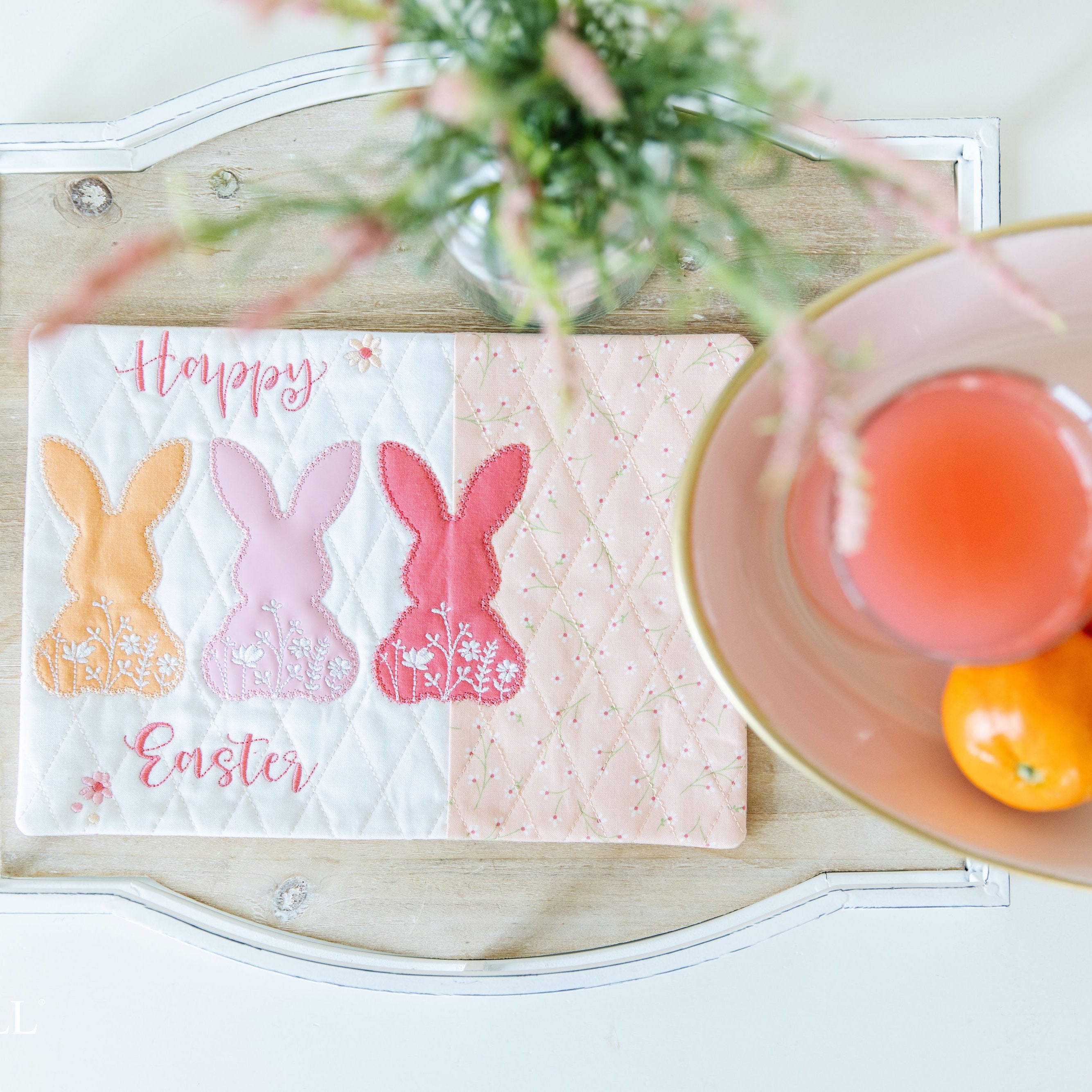 Kimberbell Bunny Silhouette Mug Rug