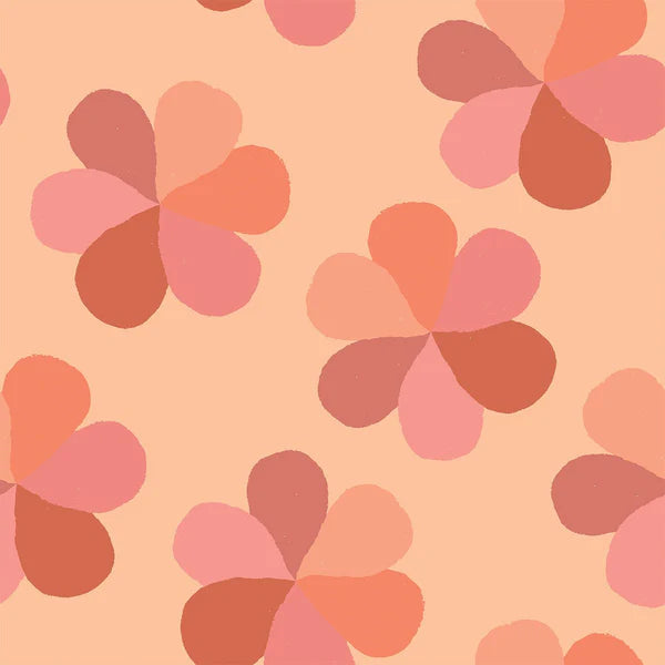 Paintbrush Studio Mod Floral Salmon fabric 