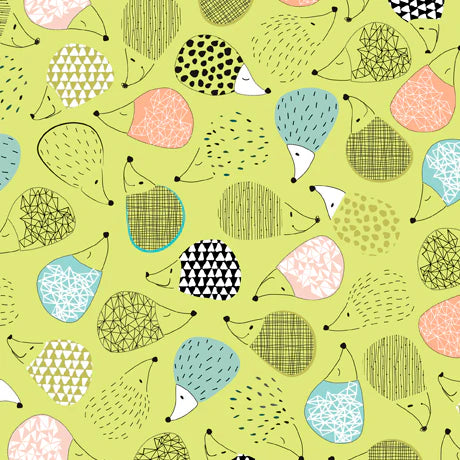 QT Fabrics Post Hedgehog Green