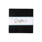Pack of black fabric squares with 'Confetti Cotton Solids' label on a white background