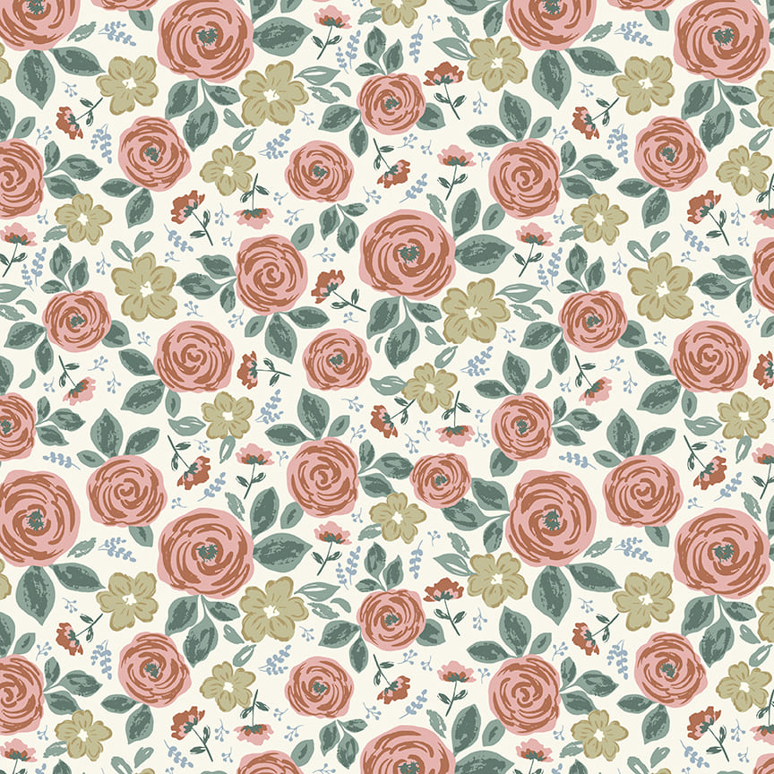 Studio E Cottage Farmhouse Pink Floral fabric 