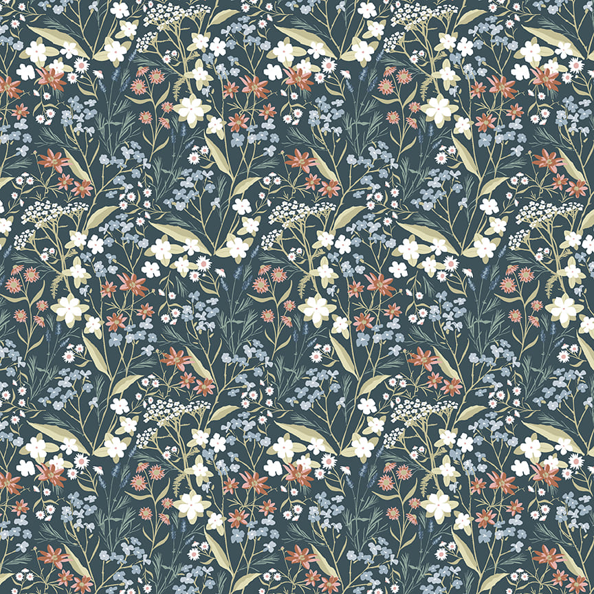 Studio E Farmhouse Fusion Dark Blue Floral fabric 