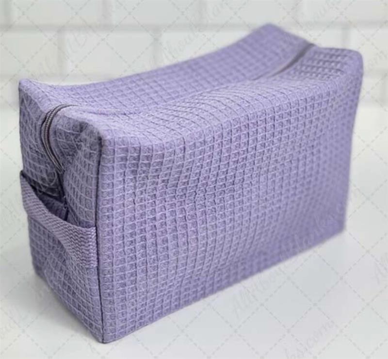 Waffle Weave Cosmetic Bag -Lilac