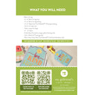 Instructions for making a fabric tag with materials and tools listed, featuring colorful tags on a white background.