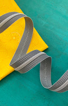 Zipper Tape- Black Stripe with Nickel