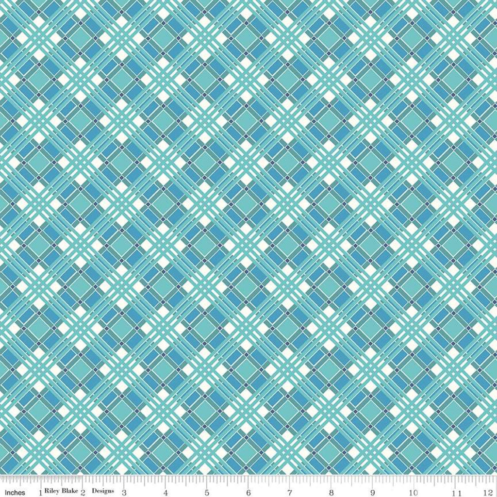 Riley Blake Flea Market Plaid Blue fabric 