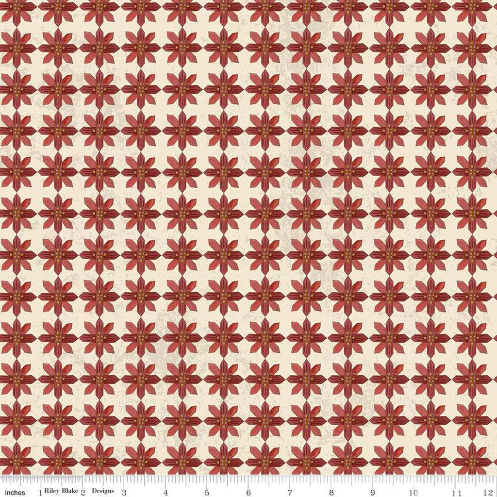 Kringle Poinsettias- Cream- 1 yard cut