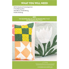 Quilt pattern with fabric requirements and key on a white background