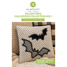Promotional graphic for a machine embroidery pattern titled 'Pillow Pops: Halloween Collection No. 1' by my girlfriend's quilt shoppe.