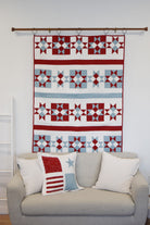 Patriotic Stars Quilt with Patriotic Porch Pillow 