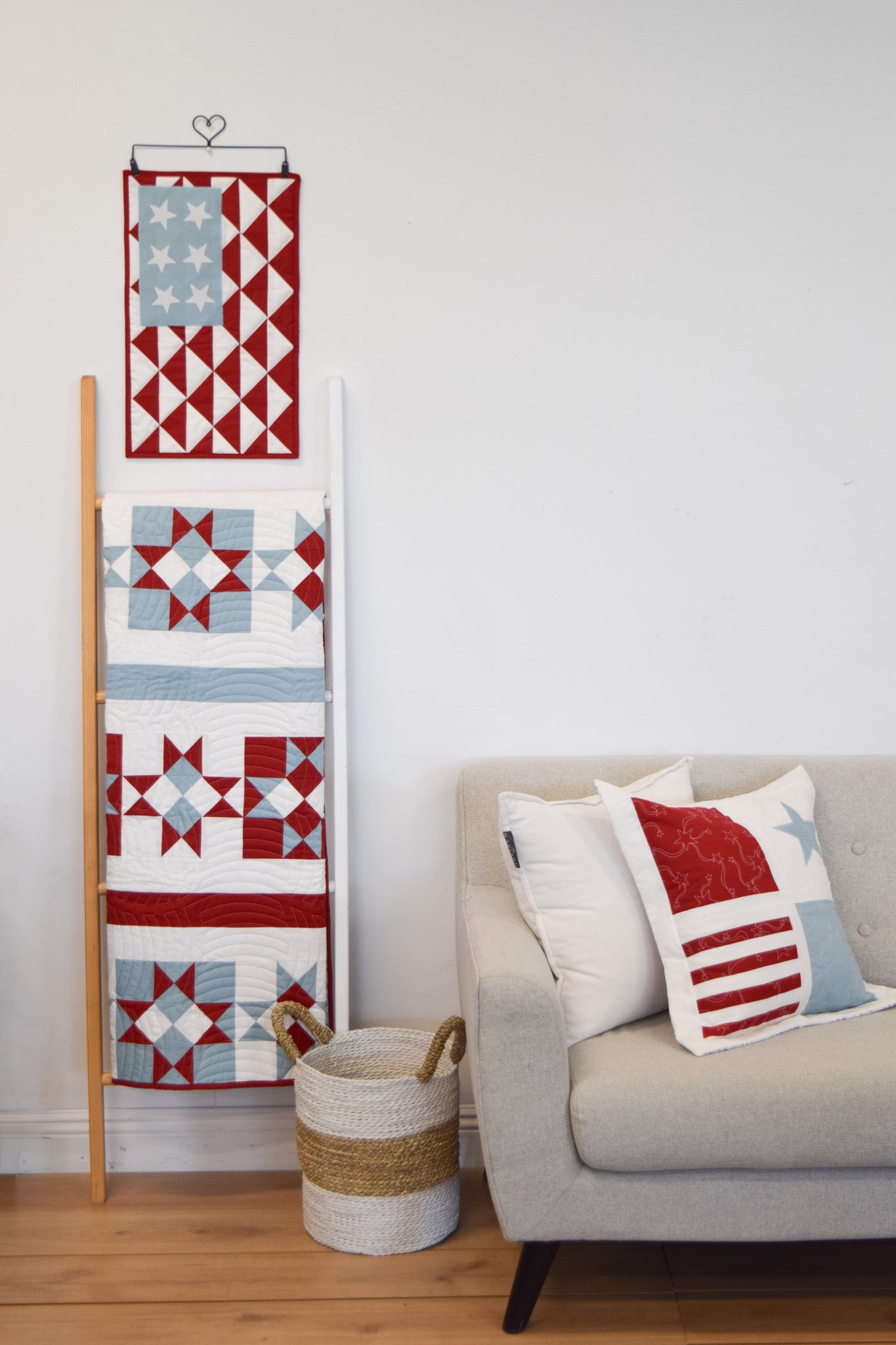 Patriotic Pennant with Patriotic Pillow and Patriotic Quilt 