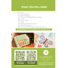 Instructions for creating a fabric tag with embroidered design, featuring a QR code and branding at the bottom.