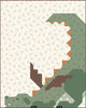 Children's quilt with dinosaur pattern on a white background