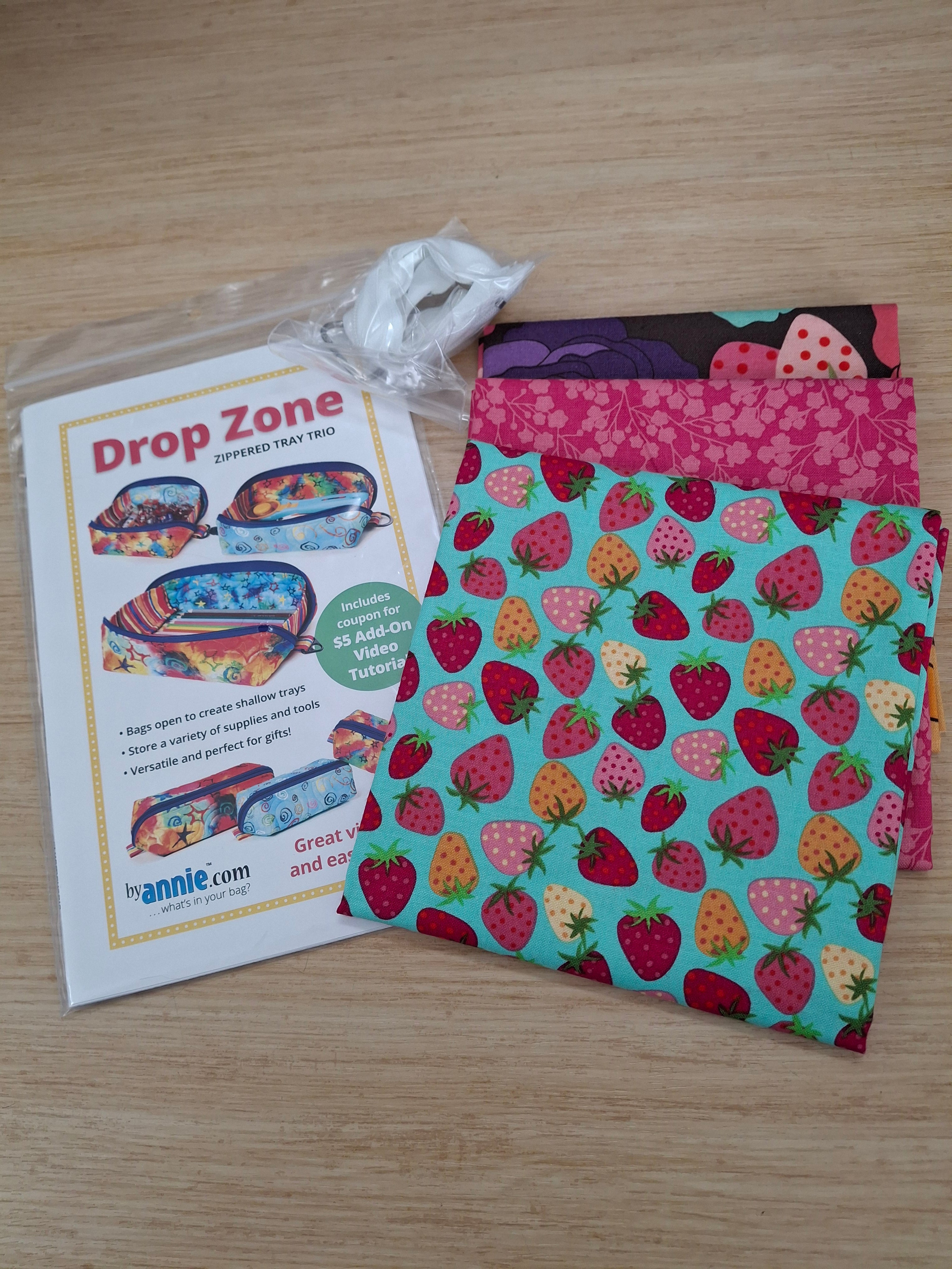 Drop Zone Zipper Pouch kit fabrics