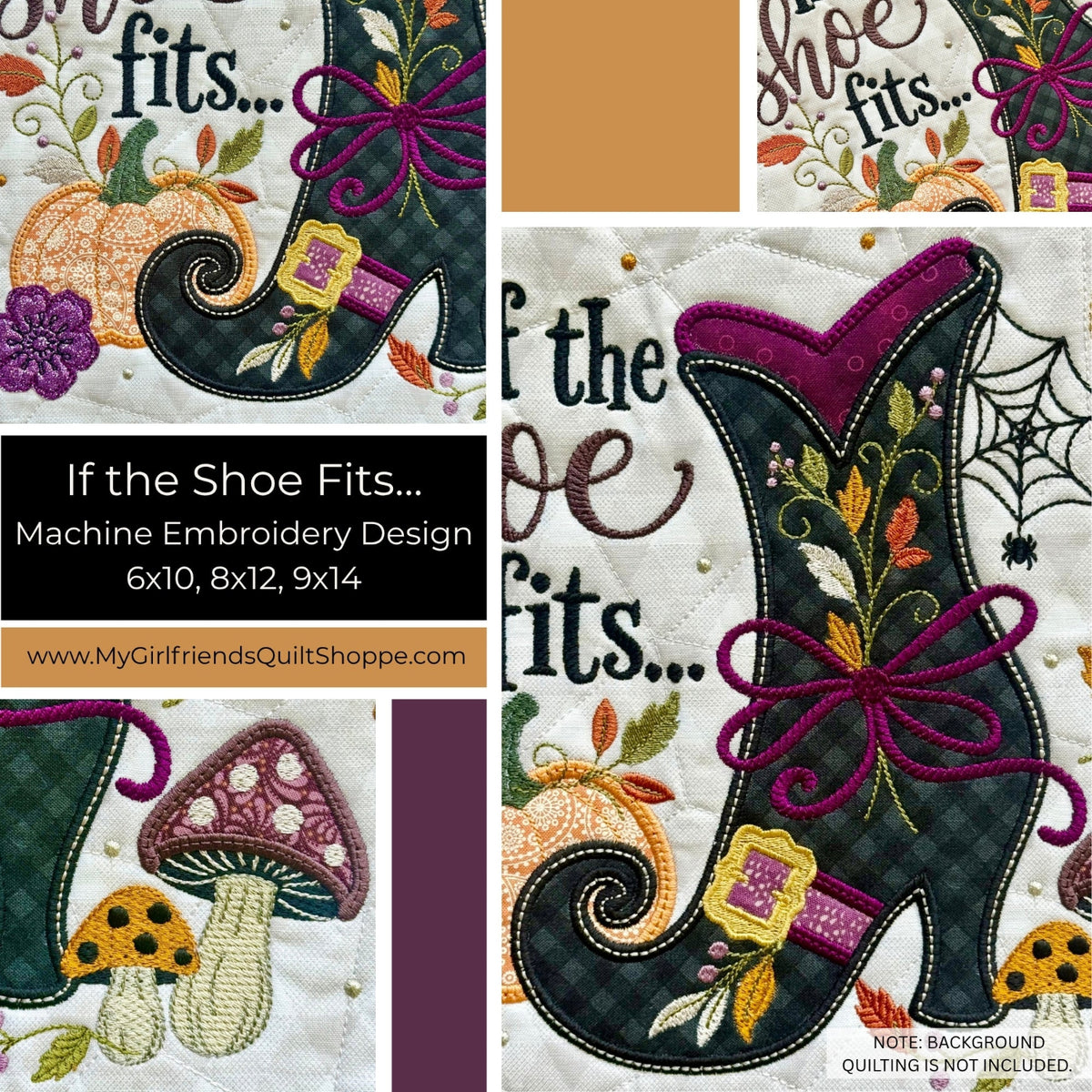Machine embroidery design preview for 'If the Shoe Fits.