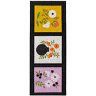 Three floral patterns on a black background