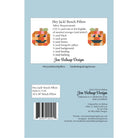 Back of a quilting pattern package for the Hey Jack! Bench Pillow by Jen Belnap Design, showing fabric requirements, a barcode, and product details on a light blue background.