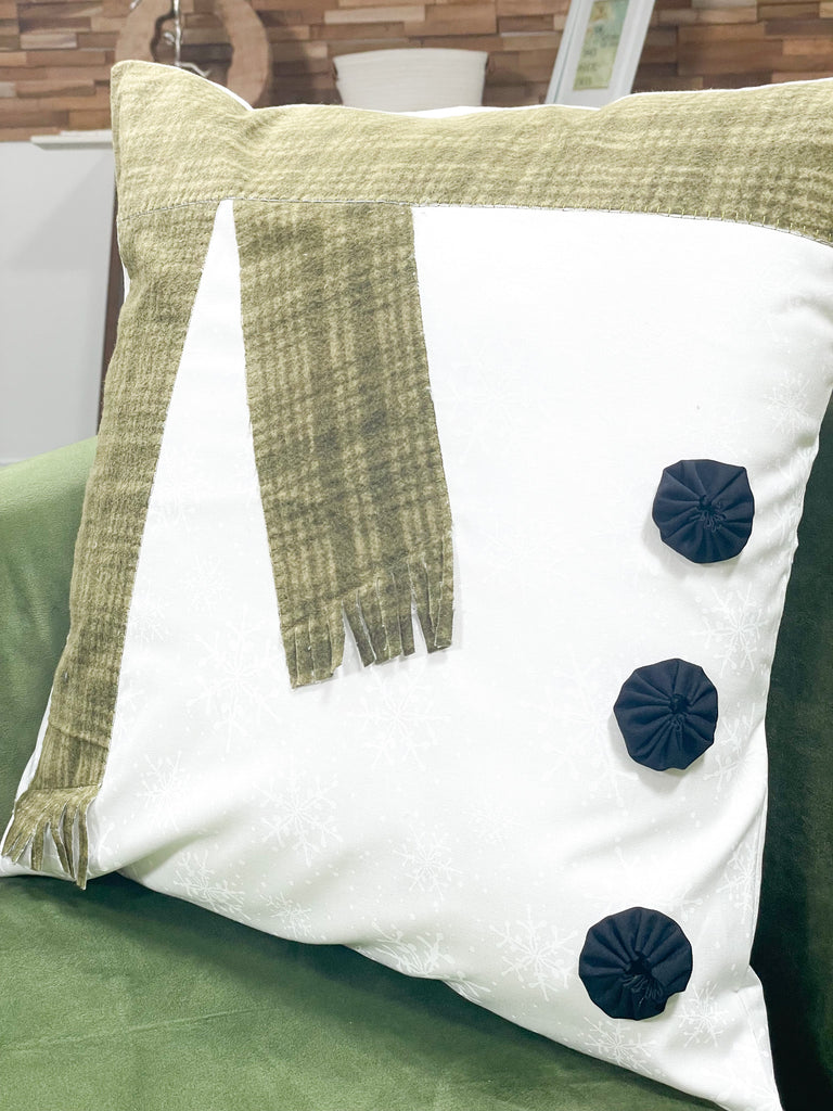 Snowman Pillow - Green 