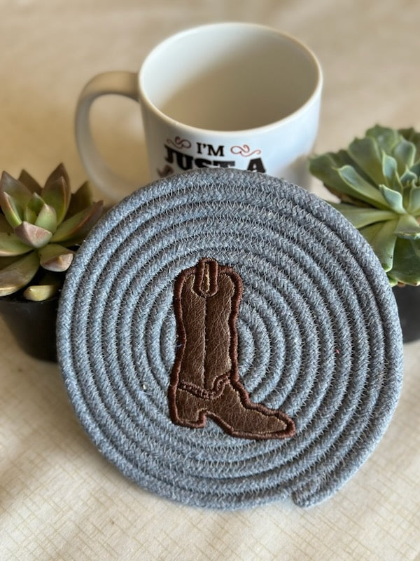 Howdy Rope Coaster Machine Embroidery Designs Boot