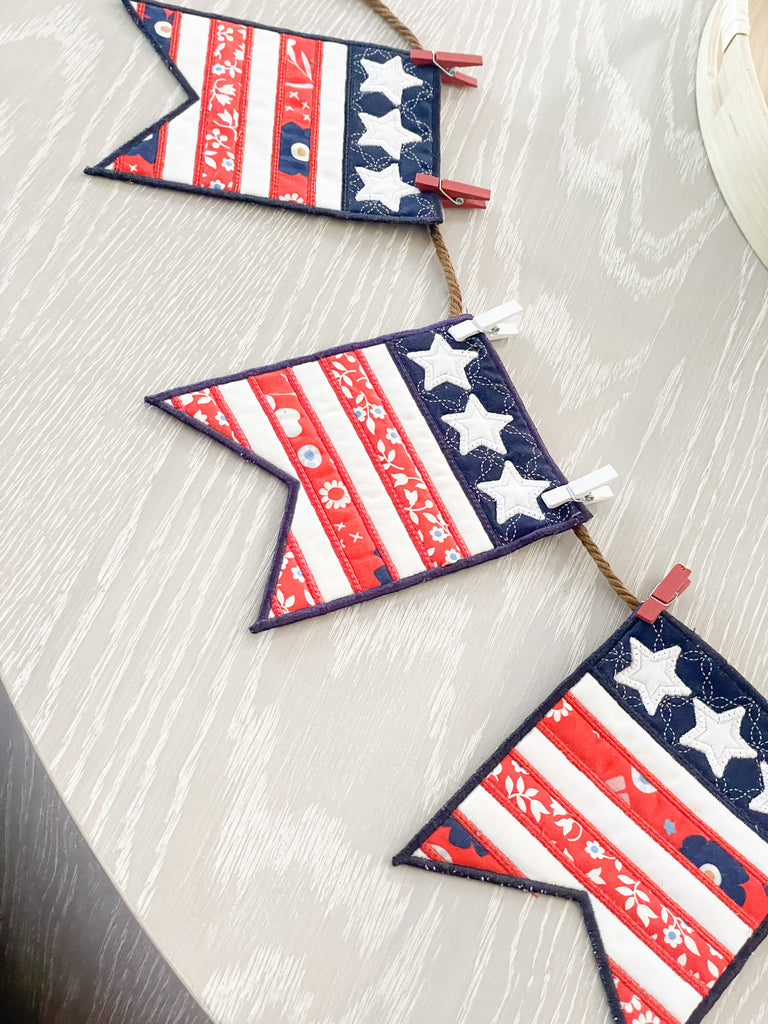 Liberty Flag Banner- Sewing and Machine Embroidery (Downloadable Pattern)